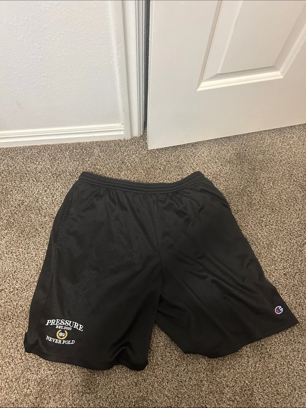 Champion Black Men’s Athletic Shorts with Pressure Never Fold Print